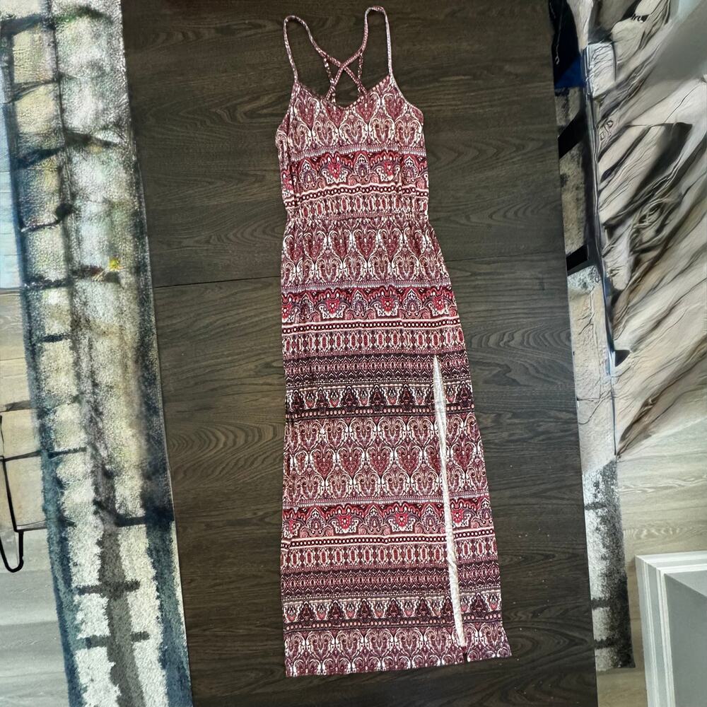American Eagle Soft & Sexy Paisley Maxi Dress XS Boho Side Slit
